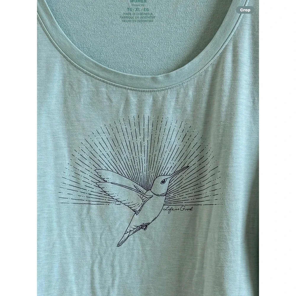 Life is Good Womens Hummingbird Sunburst Graphic L/S T-shirt Mint Green - Picture 3 of 5